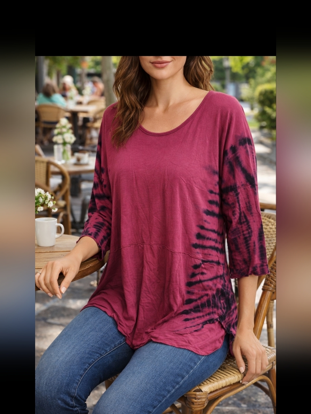 Free People/We the Free scoop neck top with tie dyed Print Size Large●